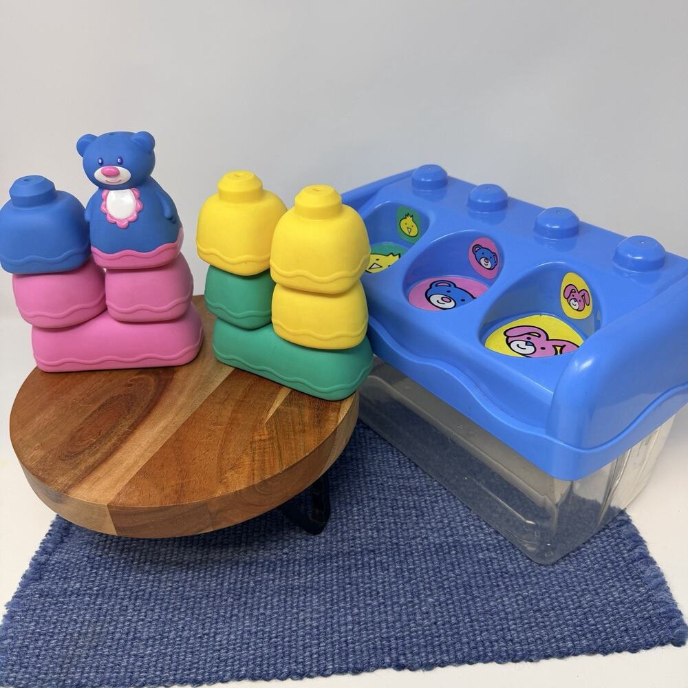 Vtg 1997 Mega Bloks Baby First Soft Blocks Peek-a-boo Bears And Stacking Bear